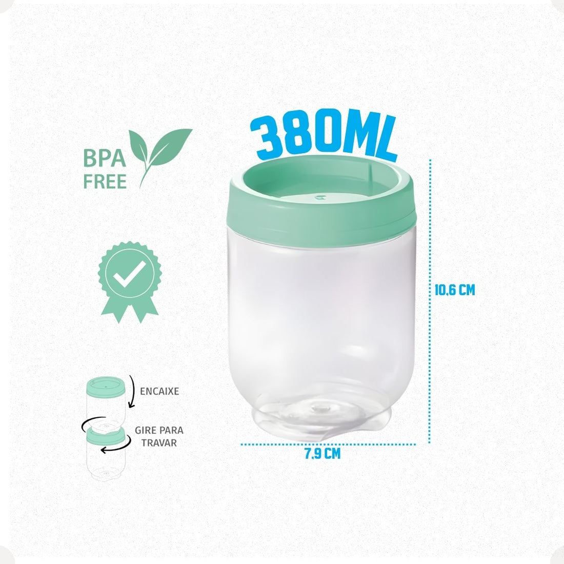 Kit Porta Condimentos Gire Trave 380ml 3 Peças Verde Agua