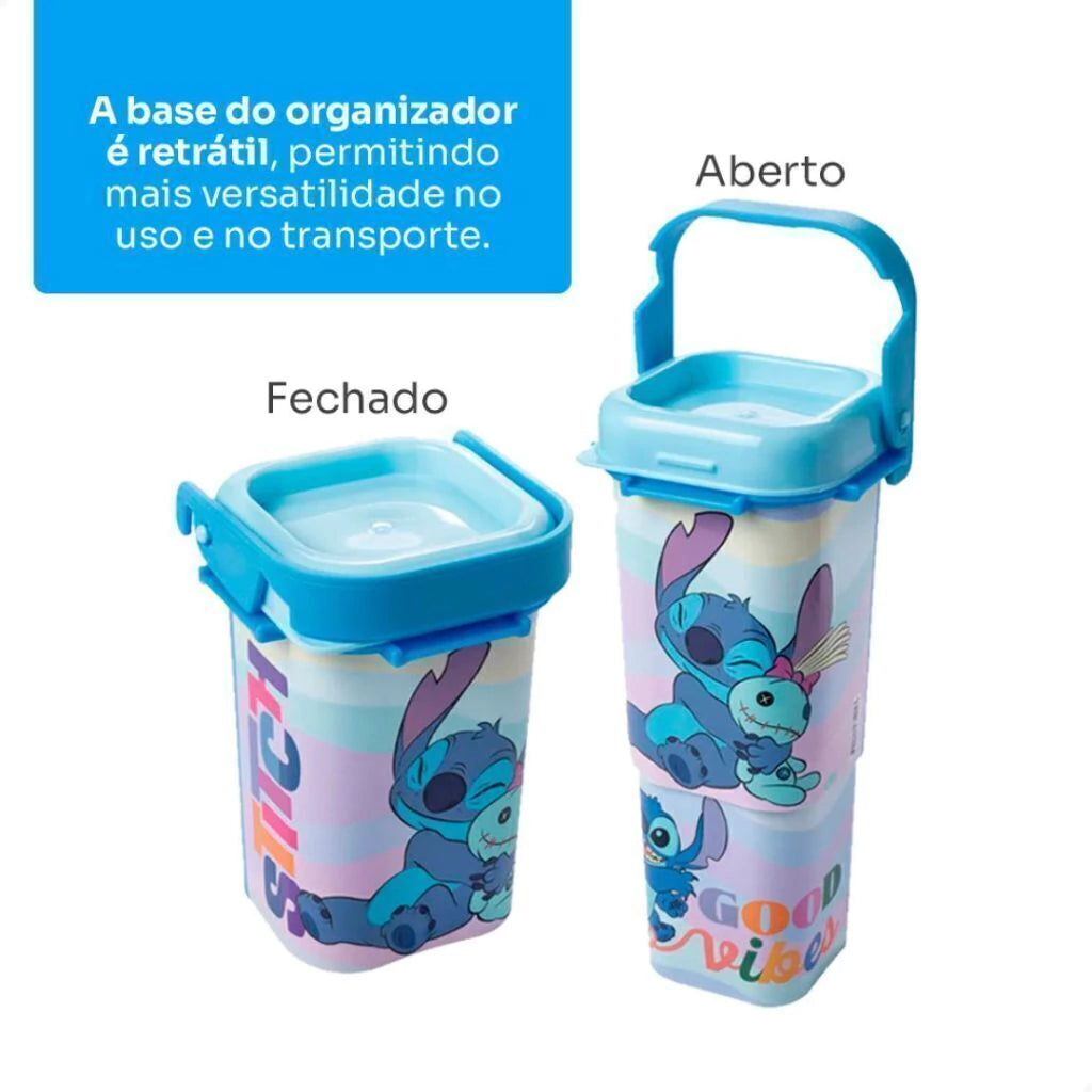 Organizador Retrátil com Alça e Suporte para Celular Stitch
