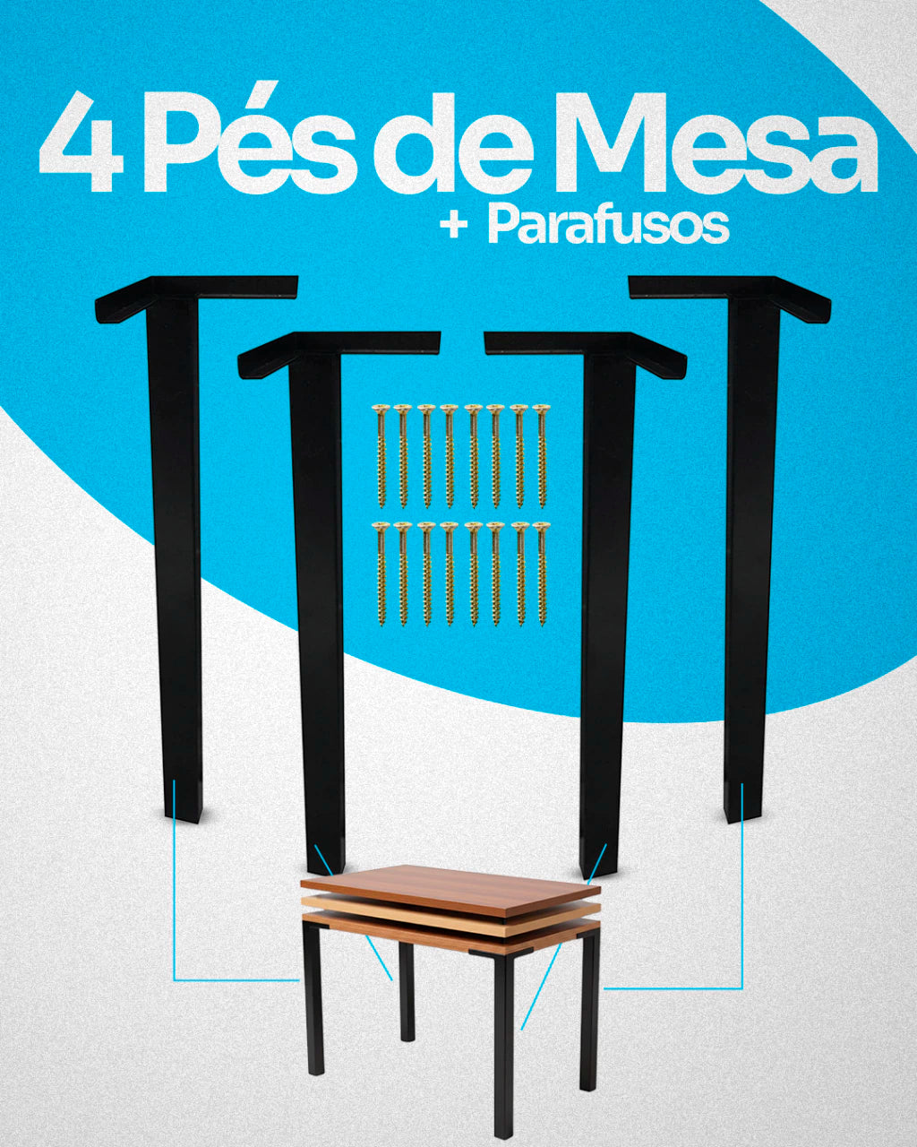Pé de Mesa Industrial em Aço Reforçado com Base em Cantoneira – 70 cm
