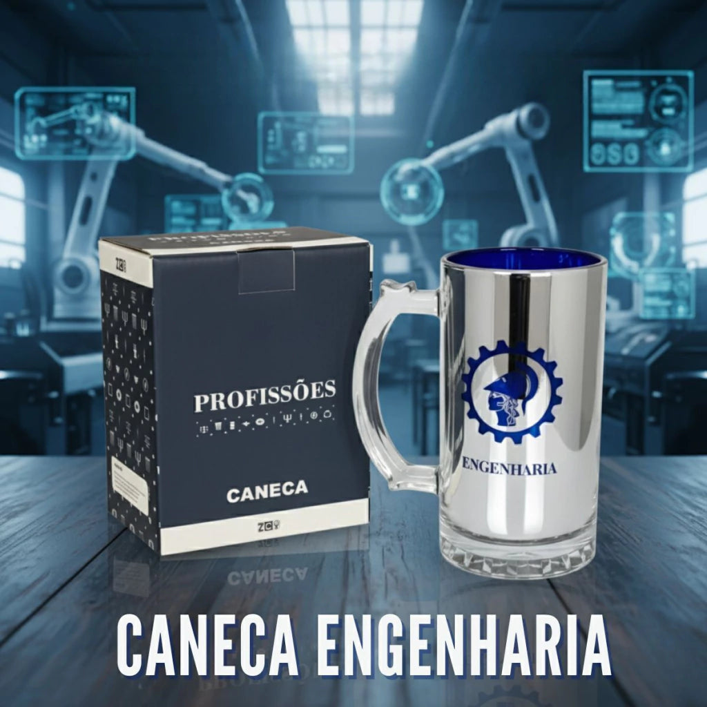 Caneca de Chopp Eletrostática Profissões Engenharia – 450 ml