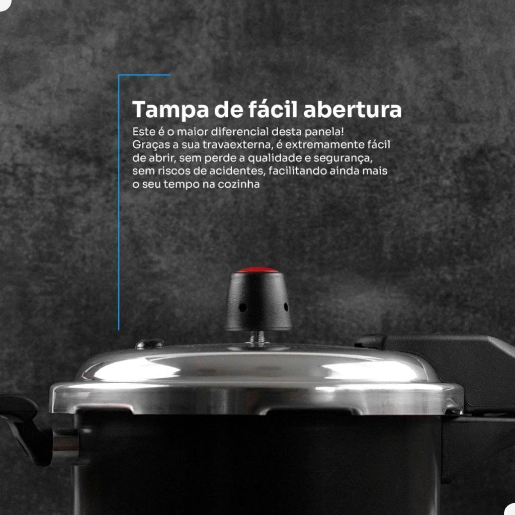 Panela de Pressão Panelux 3 L Antiaderente com Fechamento Externo – Preta