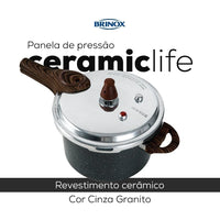 Panela de Pressão Brinox Ceramic Life Pressure Granito para Indução – 4,2 L