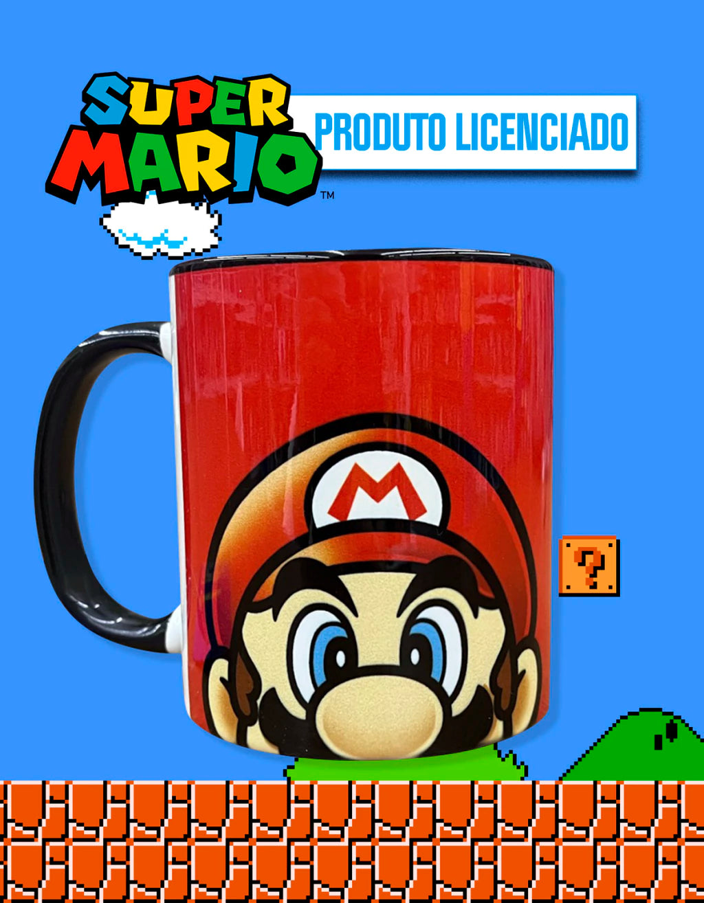 Caneca Pop Super Mario Face em Cerâmica – 350 ml
