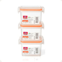 Kit Pote Plástico Hermético Trava Mais 3 Peças 380ml Laranja