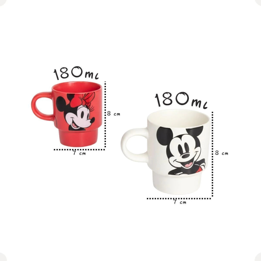Conjunto com 2 Canecas Empilháveis Mickey e Minnie Mouse – 180 ml