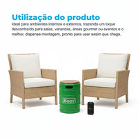Barril Cooler Banco Verde com Tampa Marrom