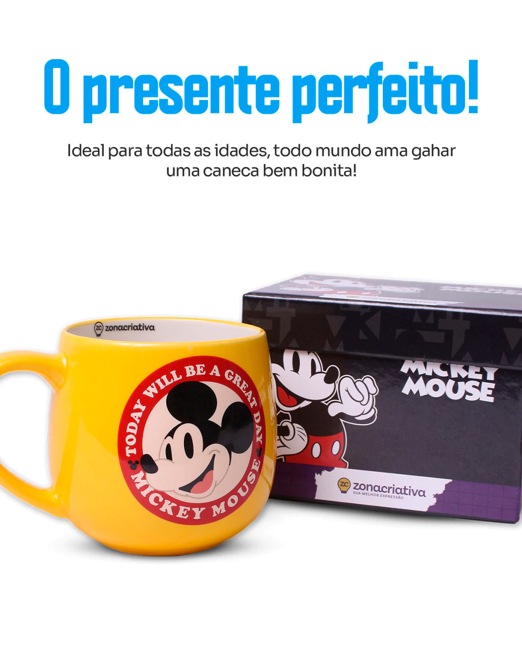 Caneca Maggie Mickey Amarela em Cerâmica – 400 ml