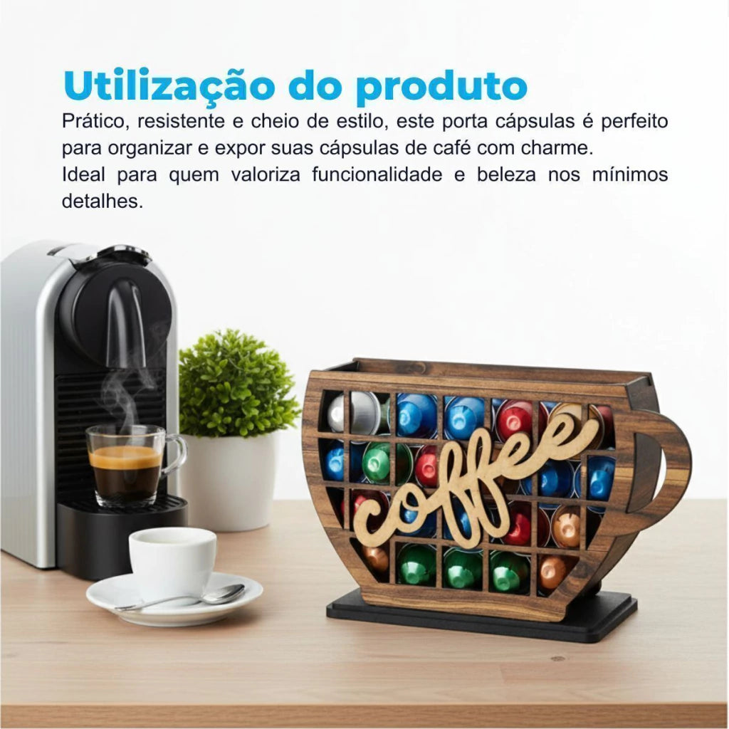Suporte para Cápsulas em Formato de Xícara em MDF