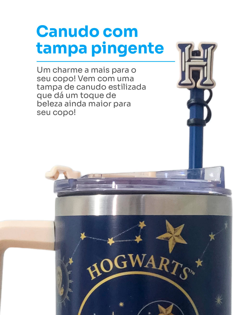 Canecão Térmico Tumbler Hogwarts com Pingente – 1,15 L