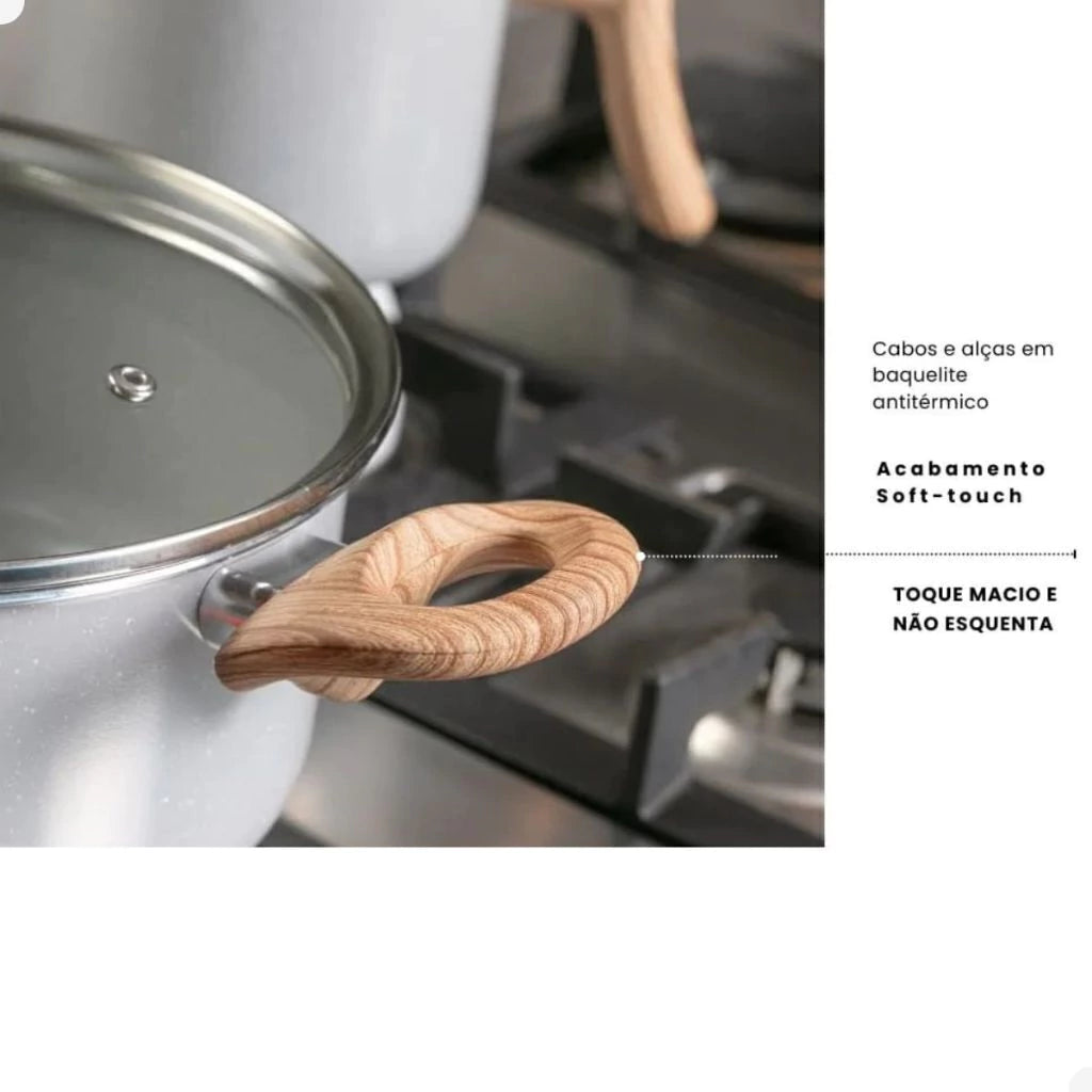 Conjunto de Panelas Brinox Ceramic Life Antiaderente – Cinza