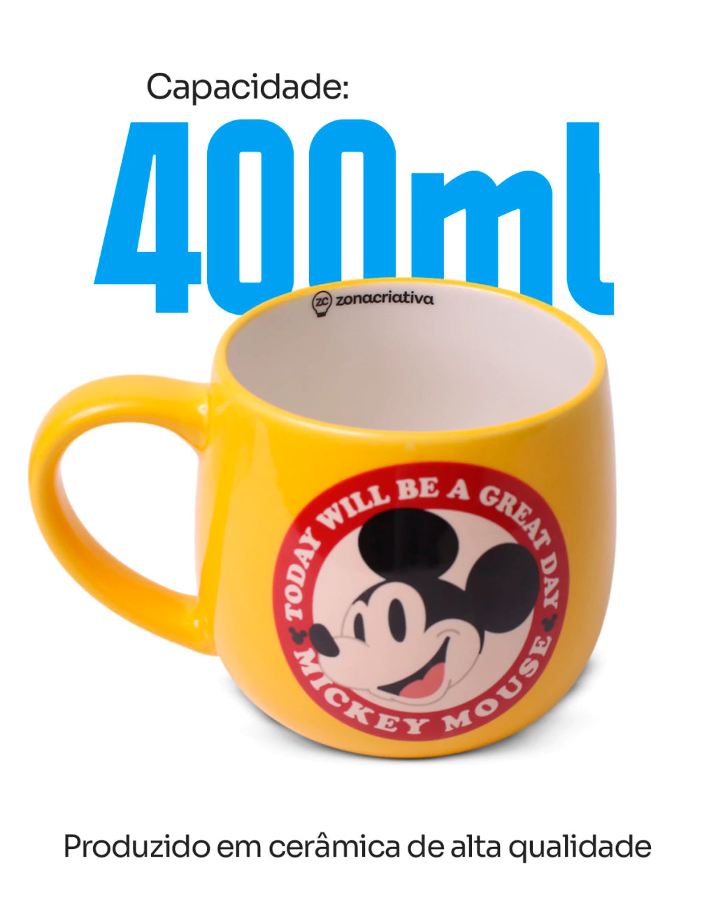 Caneca Maggie Mickey Amarela em Cerâmica – 400 ml