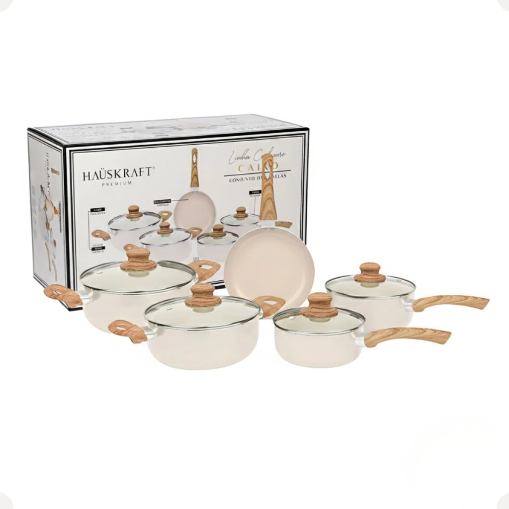 Conjunto de Panelas Easy Gris Ceramic Life 10 Peças Antiaderente – Cinza