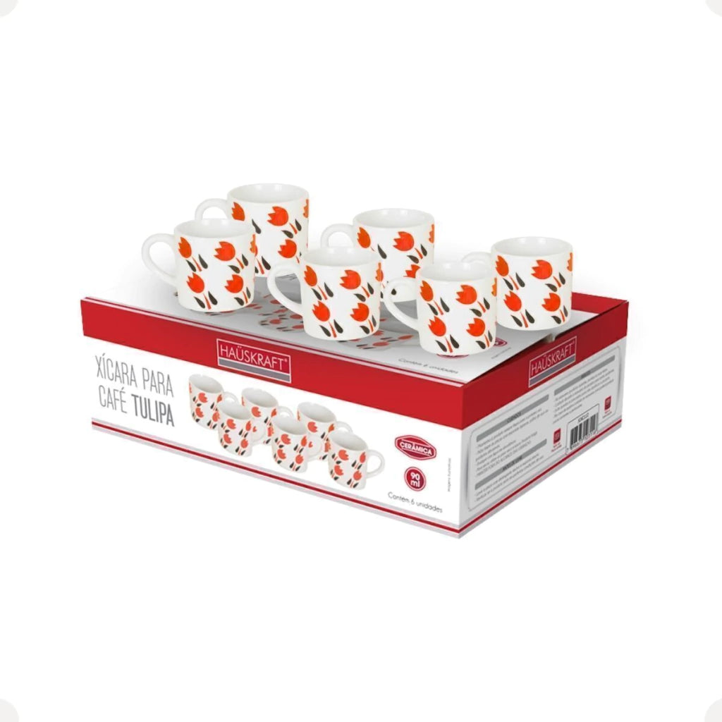 Conjunto de Xícaras de Café Tulipa – 6 Peças 90 ml