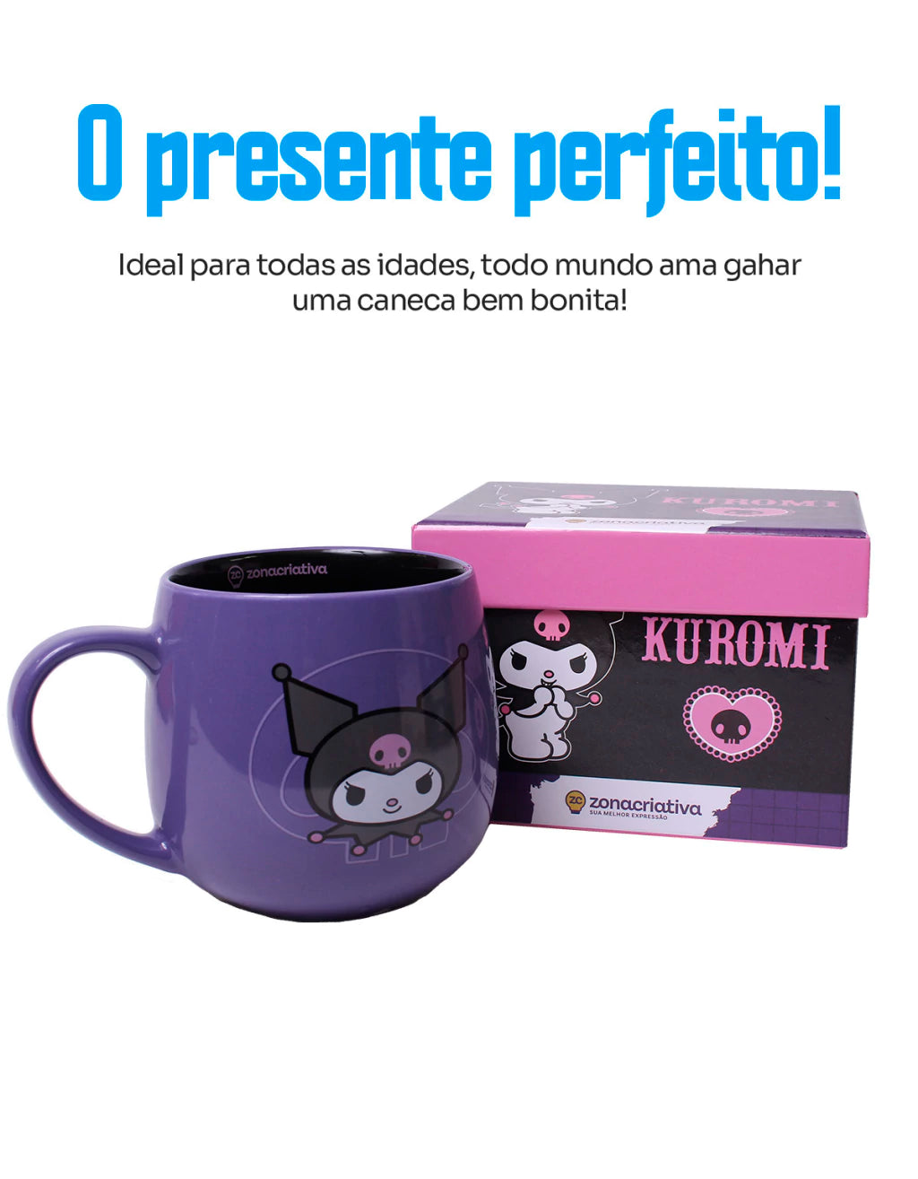 Caneca Maggie Kuromi em Cerâmica – 400 ml