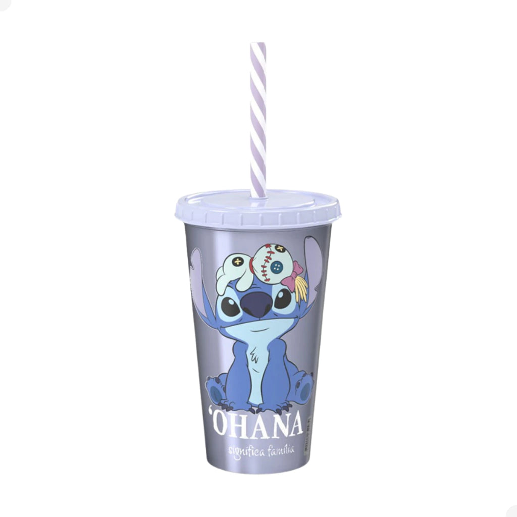 Copo com Tampa e Canudo Stitch – 500 ml (Sortido)