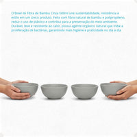 Kit Bowl Fibra de Bambu 600ml 4 peças Cinza