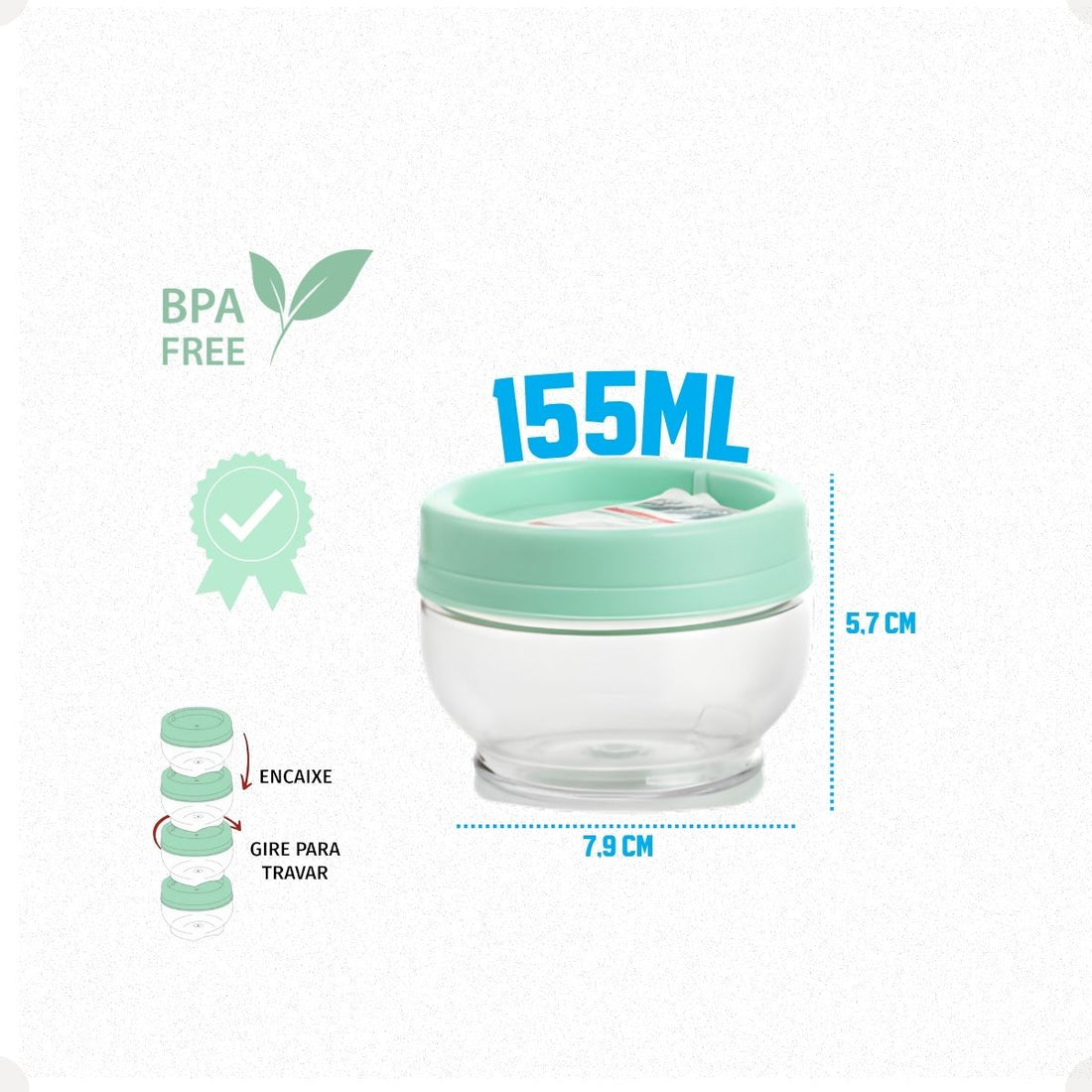 Kit Porta Condimentos Gire Trave 155ml 3 Perças Verde Agua