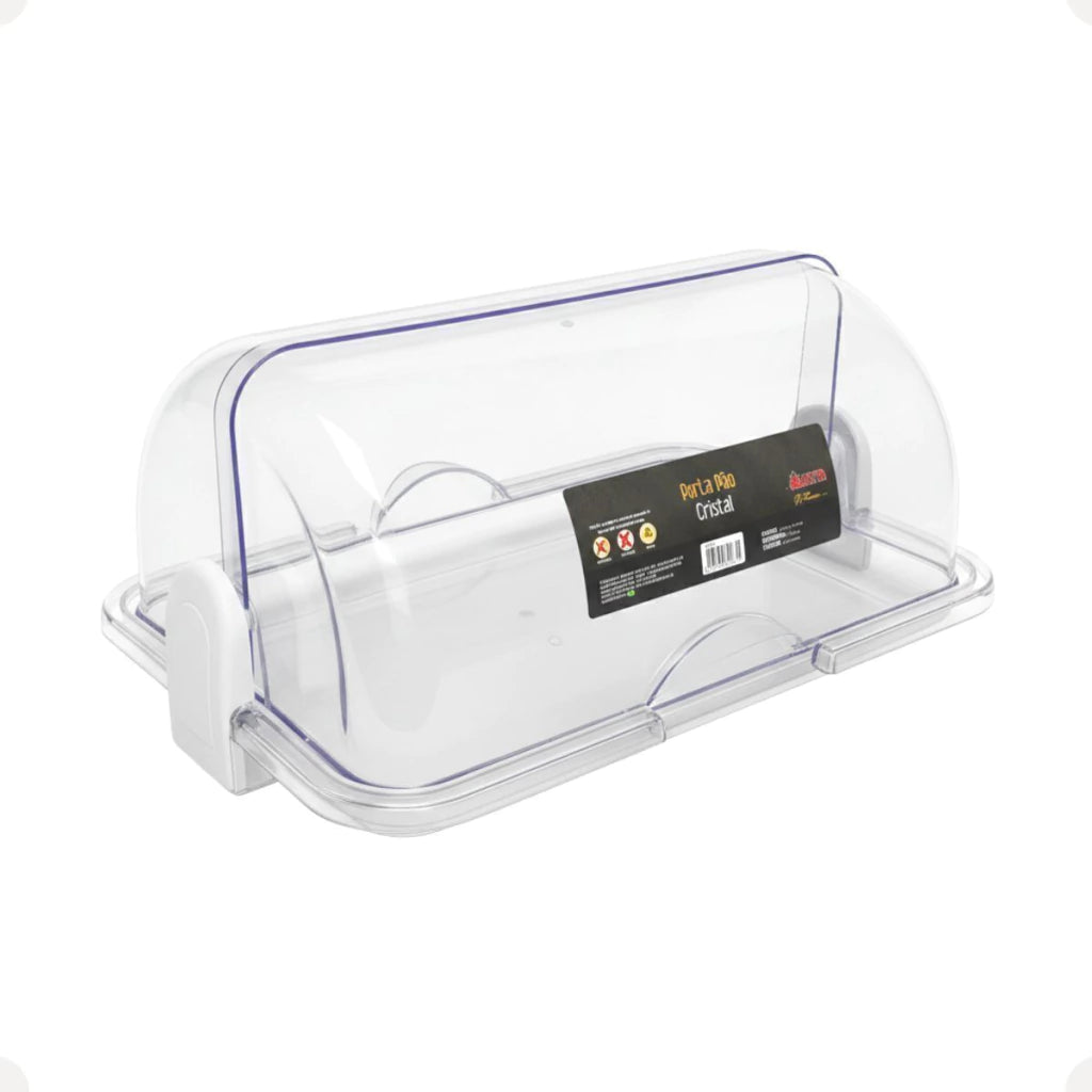 Porta-Pão Cristal com Tampa Basculante