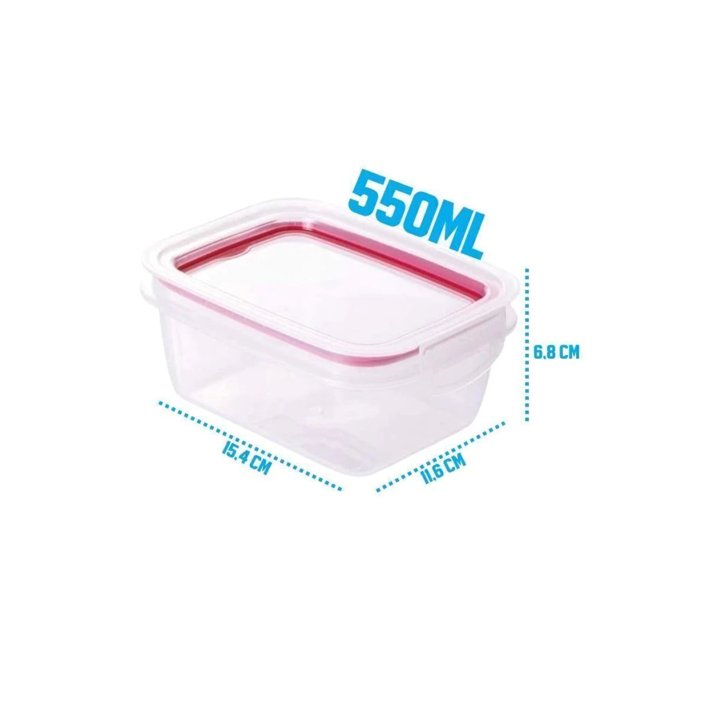 Pote Plástico Hermético com Trava – 550 ml Rosa