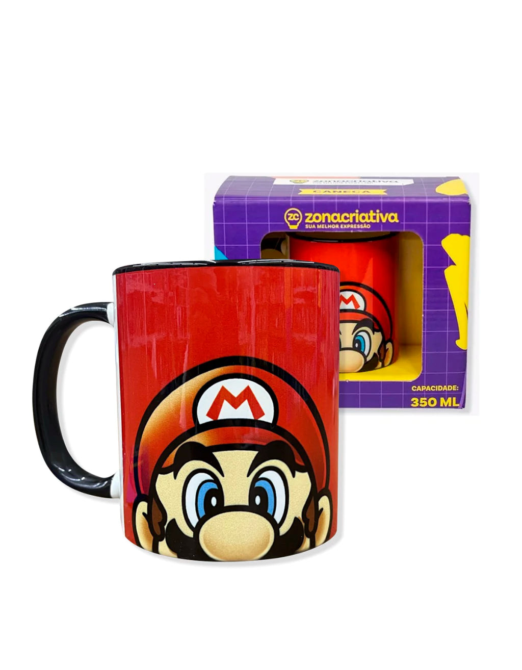Caneca Pop Super Mario Face em Cerâmica – 350 ml
