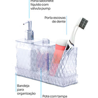 Kit Banho Glamour em Acrílico Cristal – 4 Peças