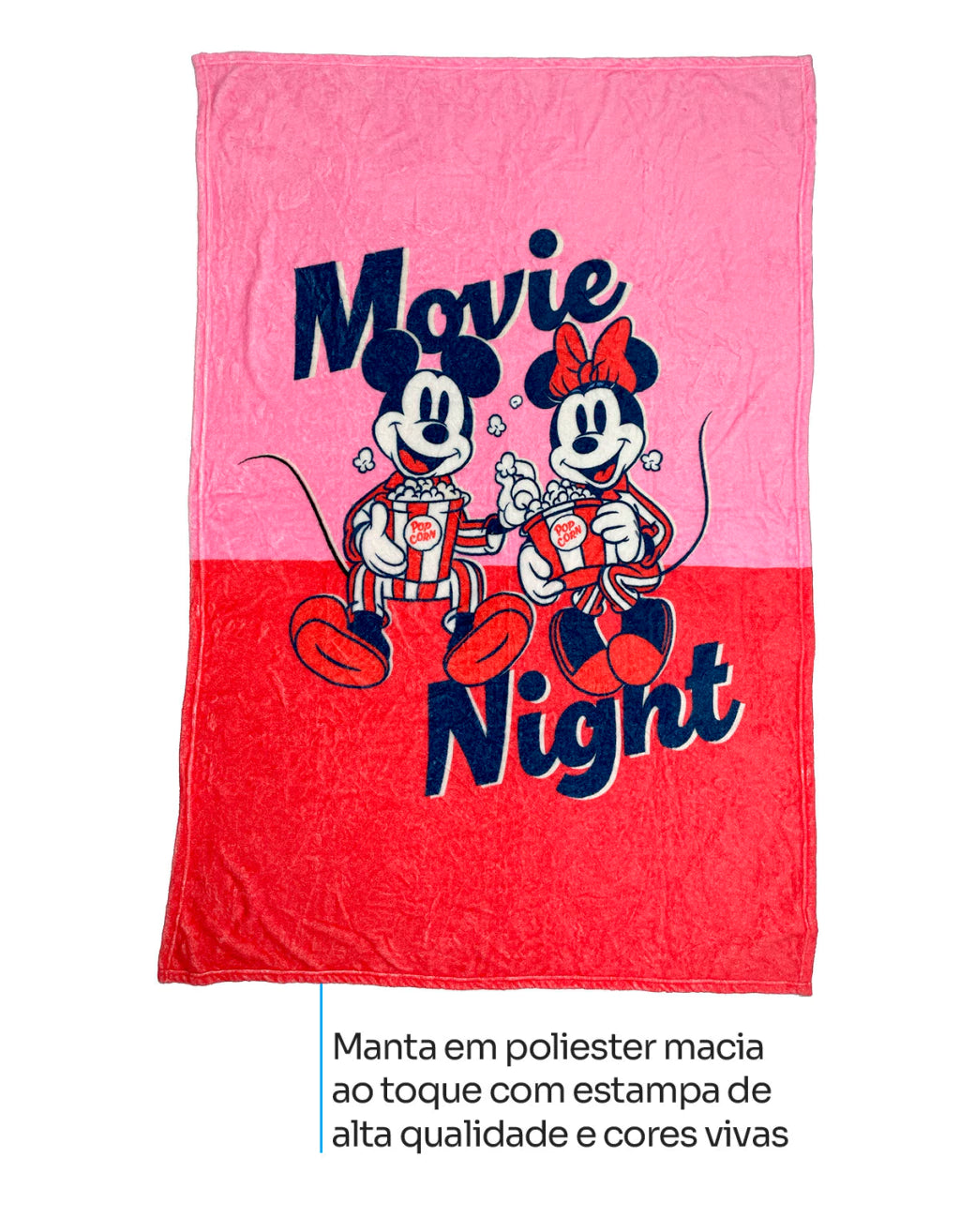 Conjunto Balde de Cinema com Manta Mickey e Minnie Namorados