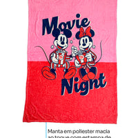 Conjunto Balde de Cinema com Manta Mickey e Minnie Namorados