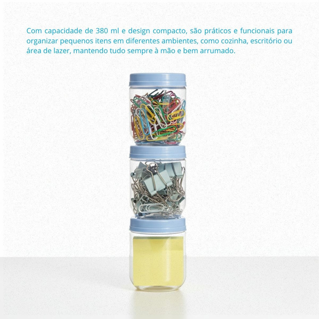 Kit Porta Condimentos Gire Trave 380ml 3 Peças Azul Claro