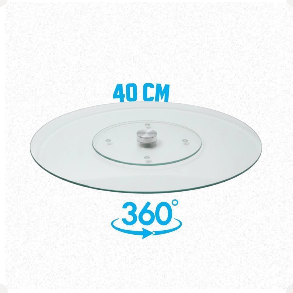 Centro de Mesa Giratório em Vidro – 40 cm