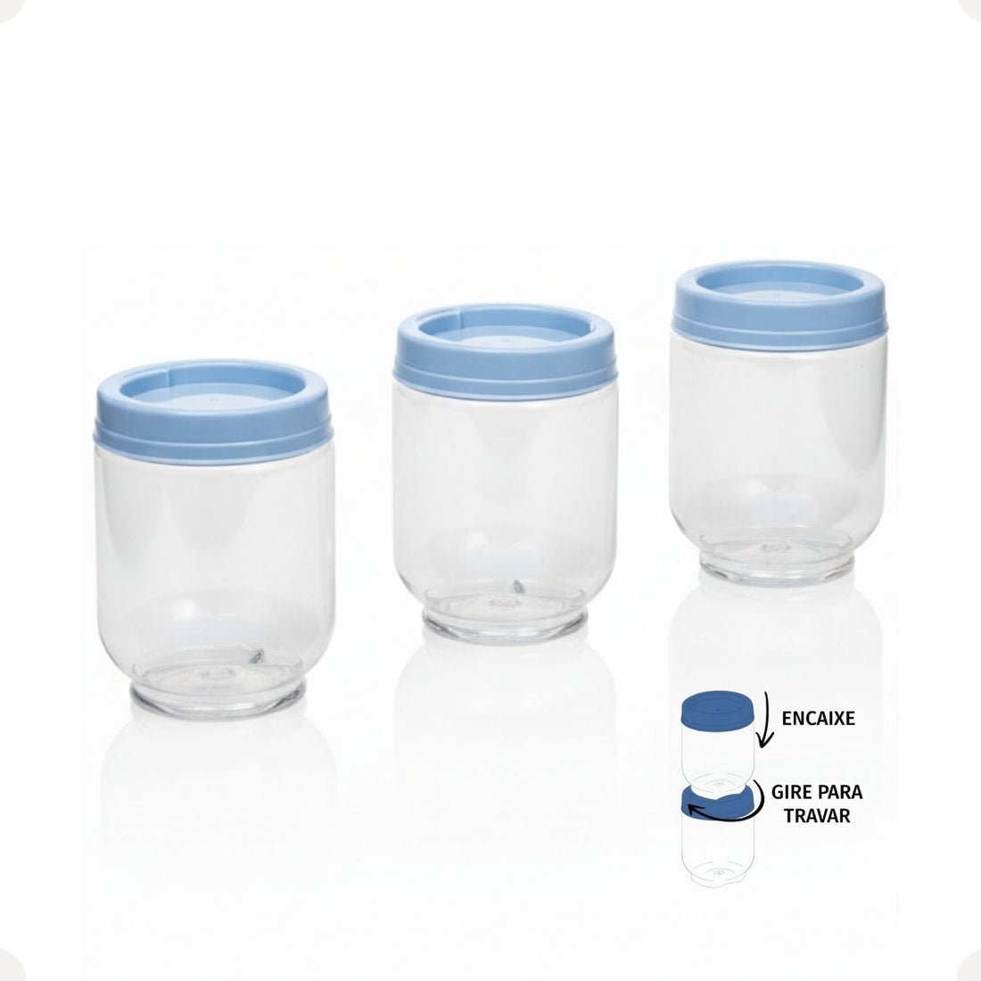 Kit Porta Condimentos Gire Trave 380ml 3 Peças Azul Claro