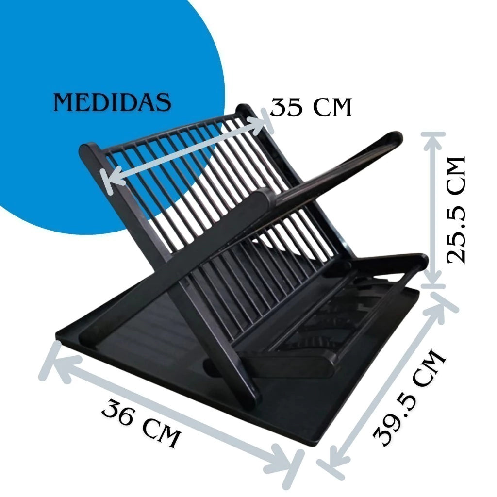 Escorredor de Louças Dobrável Slim para 14 Pratos – Preto