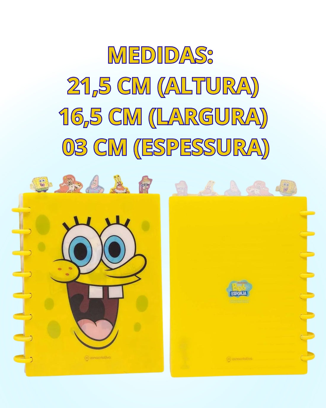 Caderno de Anotações com Divisória 21x16cm 100fls Bob Esponja