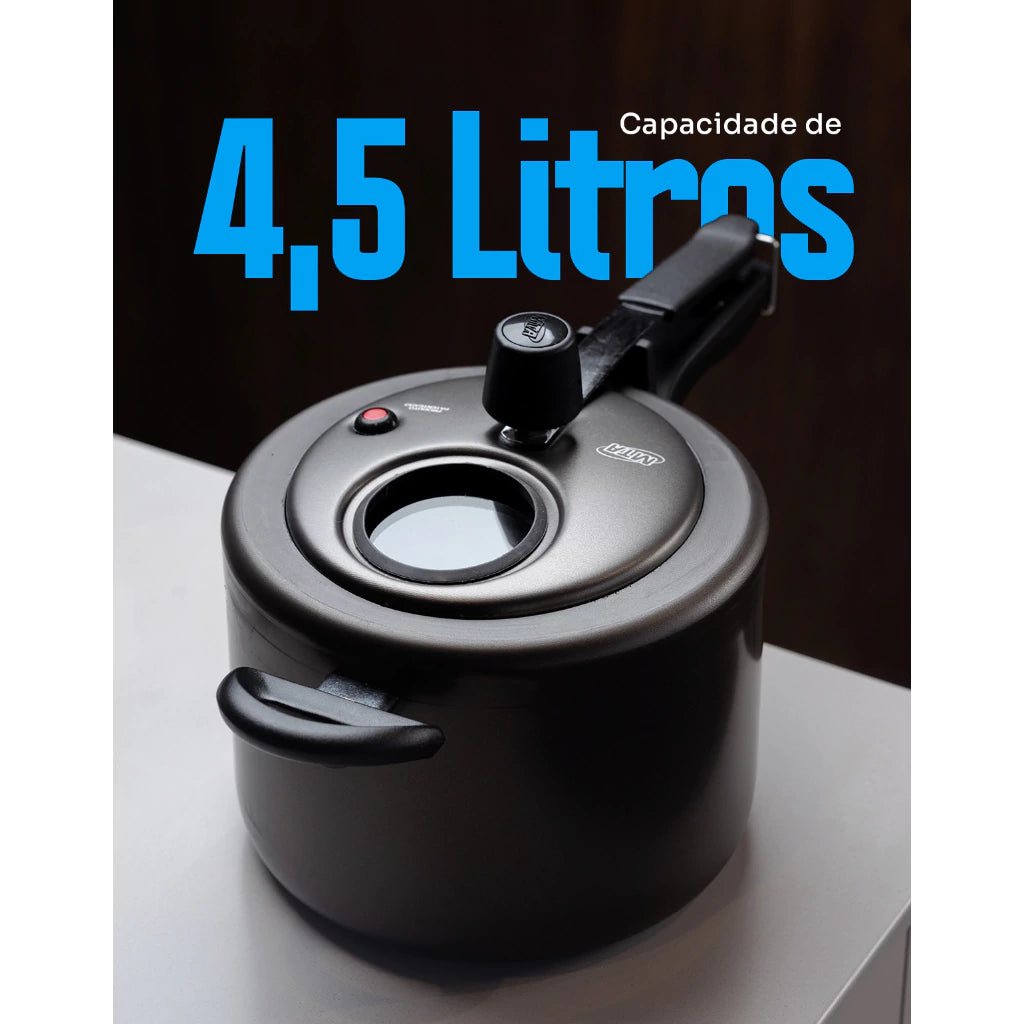 Panela de Pressão MTA 4,5 L Antiaderente em Alumínio – Grafite