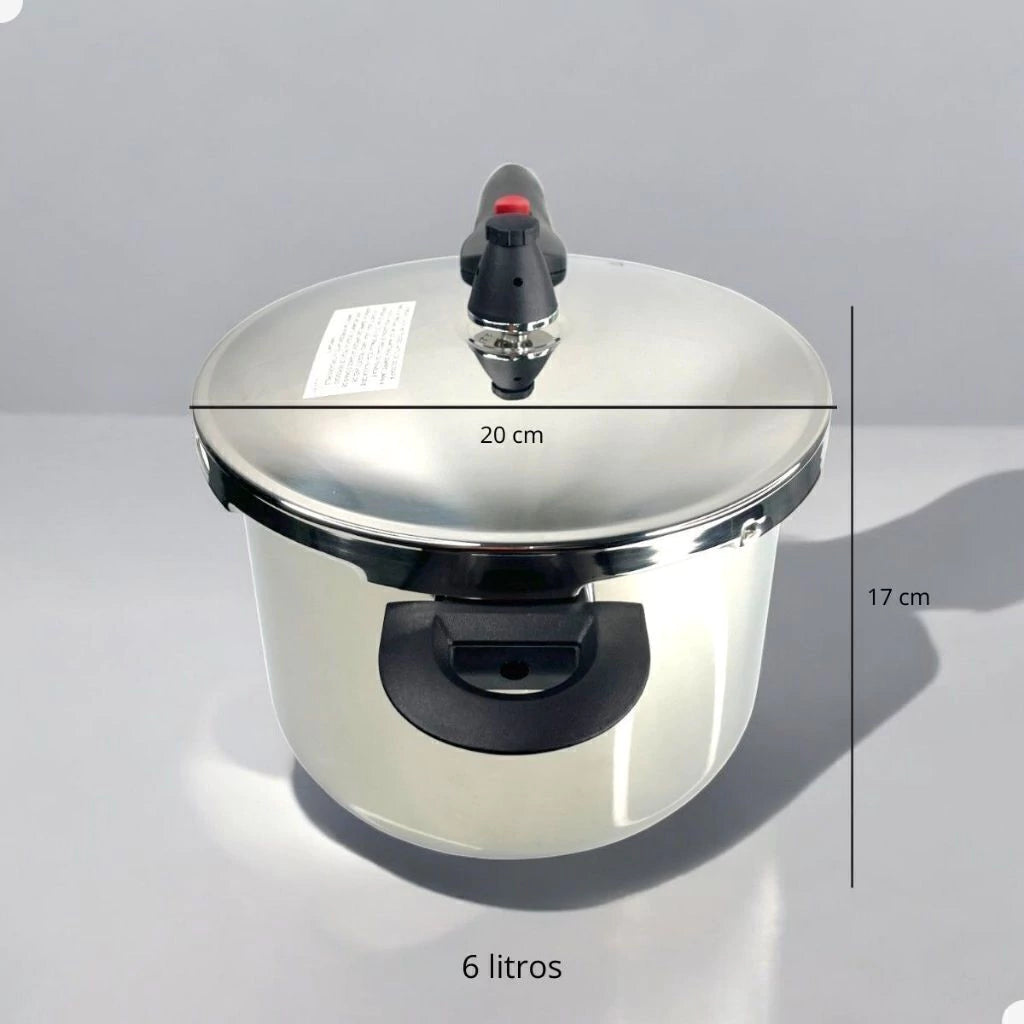 Panela de Pressão Brinox 6 L em Aço Inoxidável para Indução com 4 Travas de Segurança
