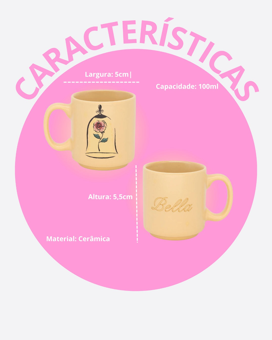 Caneca Mini Tina Cerâmica 100ml Bella