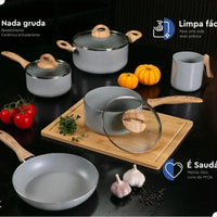Conjunto de Panelas Brinox Ceramic Life Antiaderente – Cinza