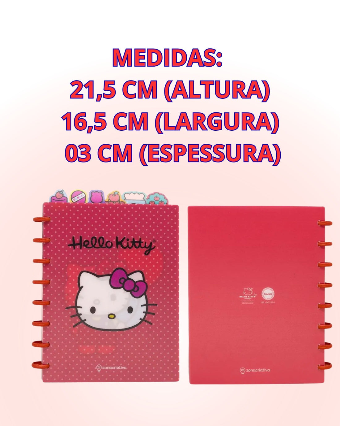 Caderno de Anotações com Divisória 21x16cm 100fls Hello Kitty