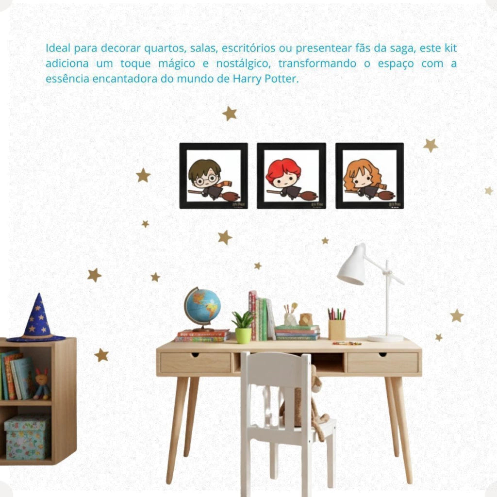 Conjunto de Quadros Harry Potter Pop Collection – 3 Peças