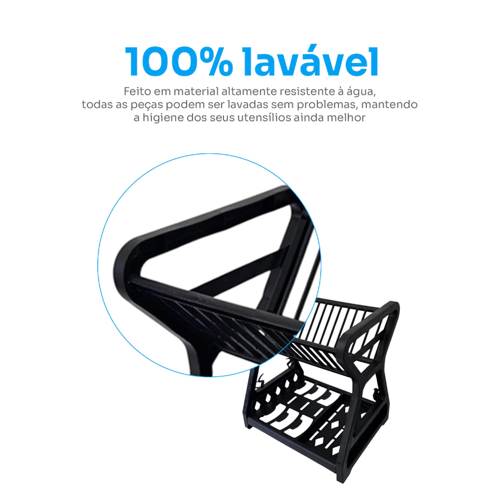 Escorredor de Louças Slim com Porta-Talheres para Pia