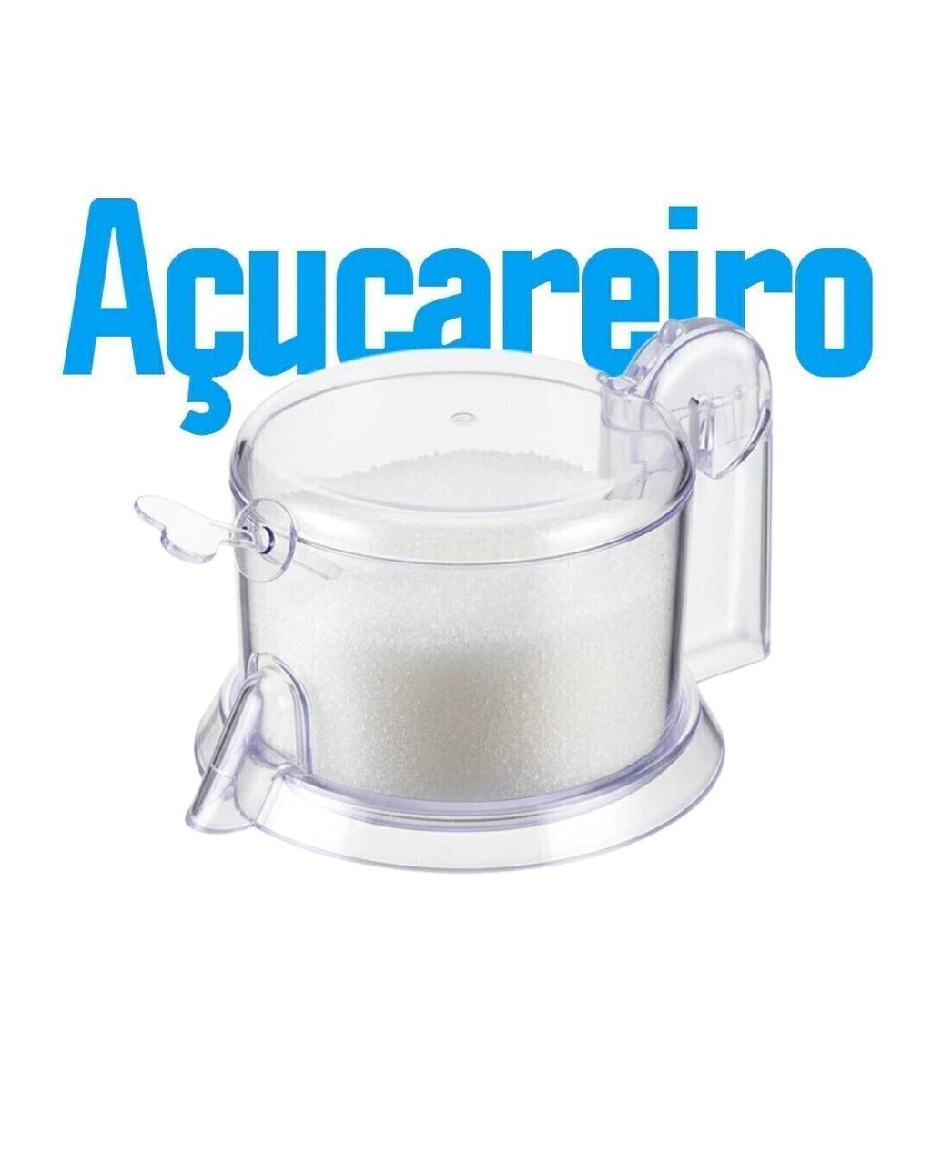 Açucareiro em Acrílico com Tampa Basculante e Colher
