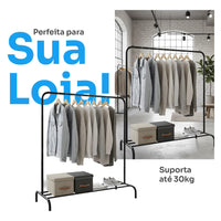 Arara Cabideiro para Roupas em Aço com Sapateira Reforçada