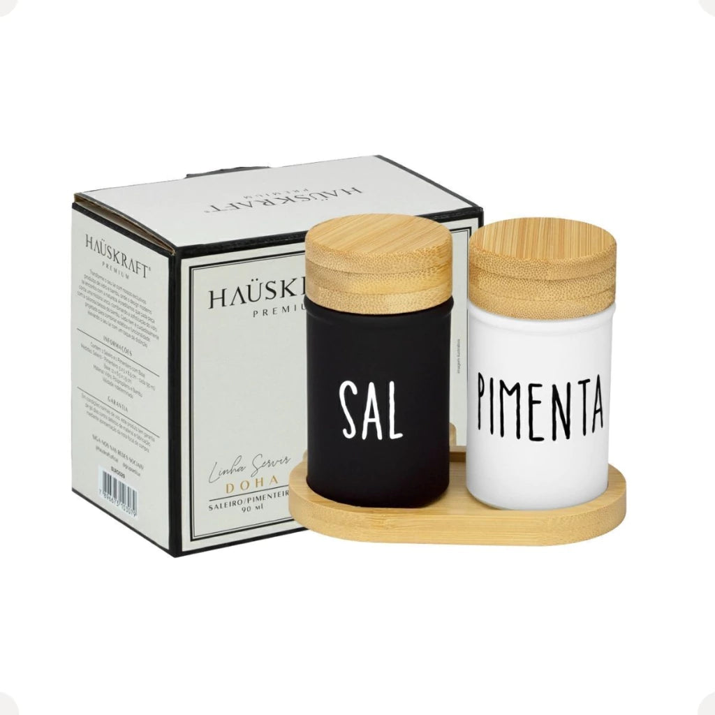 Saleiro e Pimenteiro Doha em Vidro – 3 Peças 90 ml