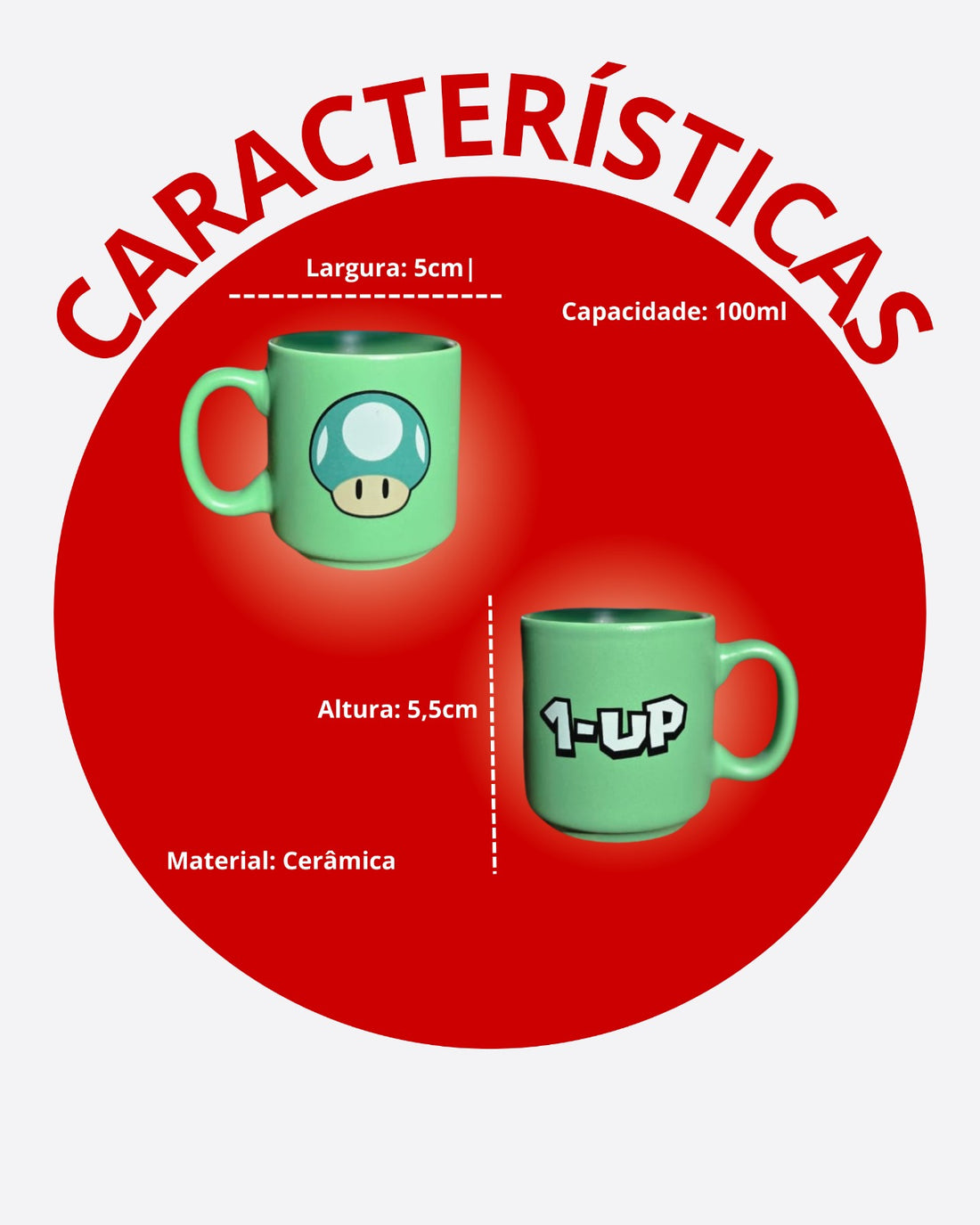 Caneca Mini Tina Cerâmica 100ml Up Super Mario