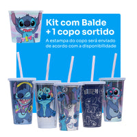 Kit Cinema Balde E Copo Com Canudo Sortido Stitch