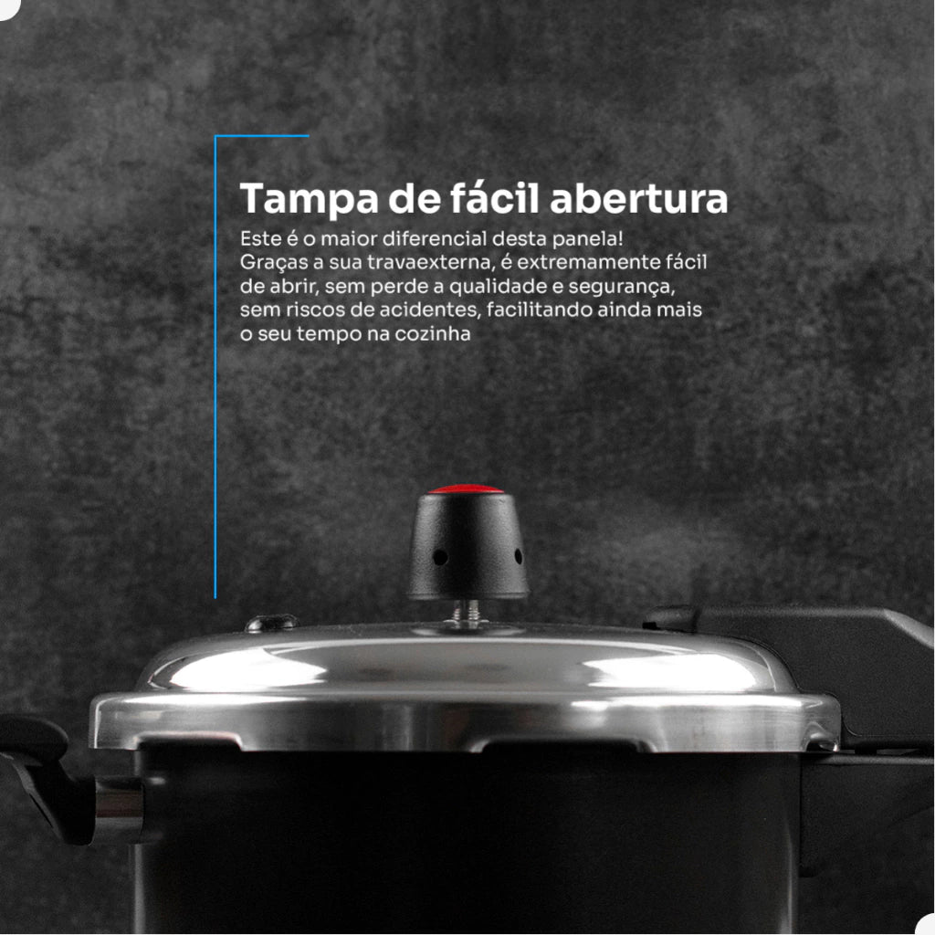 Panela de Pressão Panelux 4,5 L Antiaderente por Dentro e por Fora – Preta