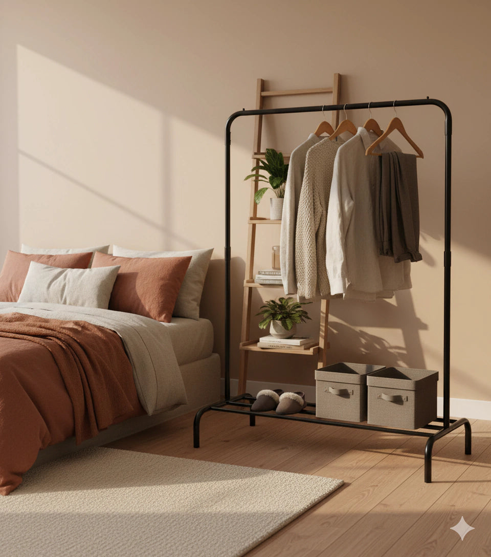 Arara Cabideiro Grande em Aço com Sapateira Integrada