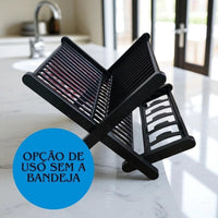 Escorredor de Louças Dobrável Slim para 14 Pratos – Preto
