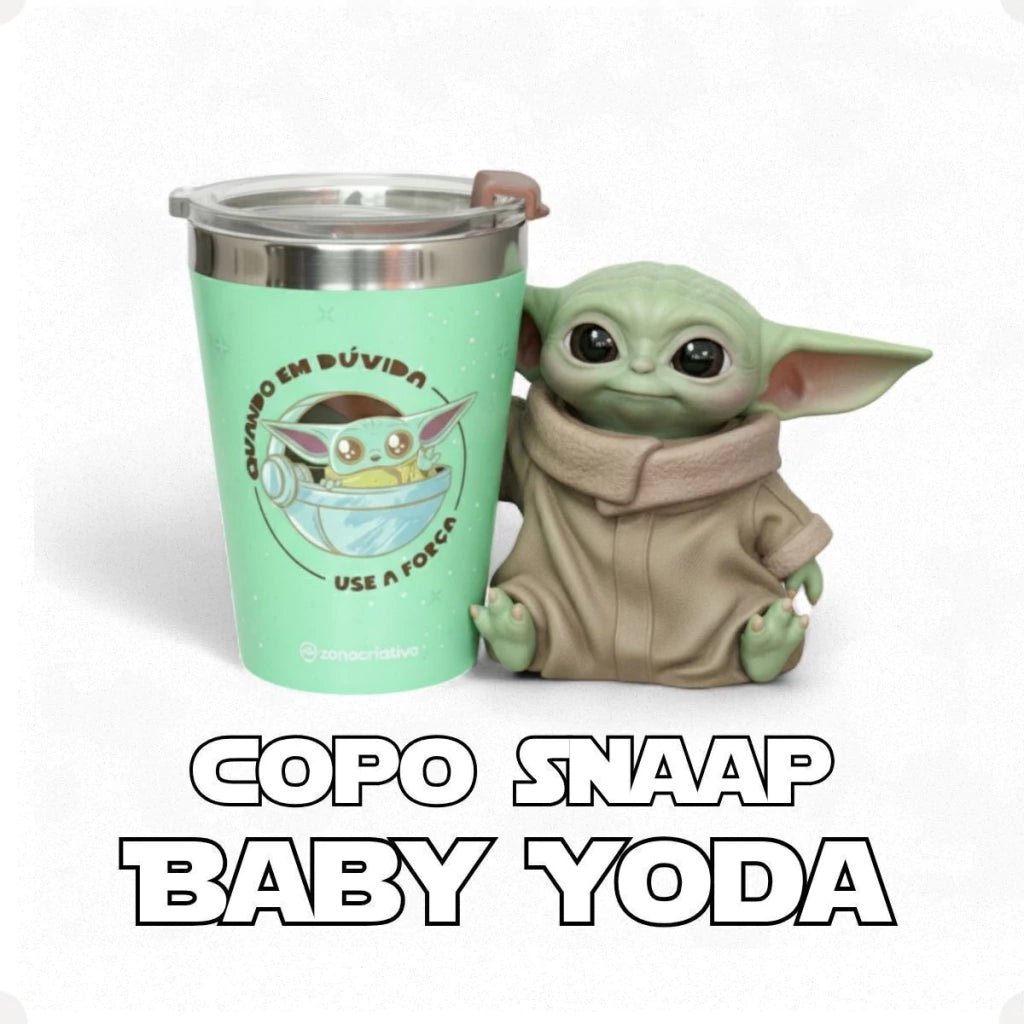 Copo de Viagem Snap com Tampa Baby Yoda – 300 ml