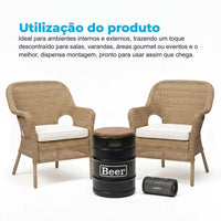 Barril Cooler Banco Preto com Tampa Marrom