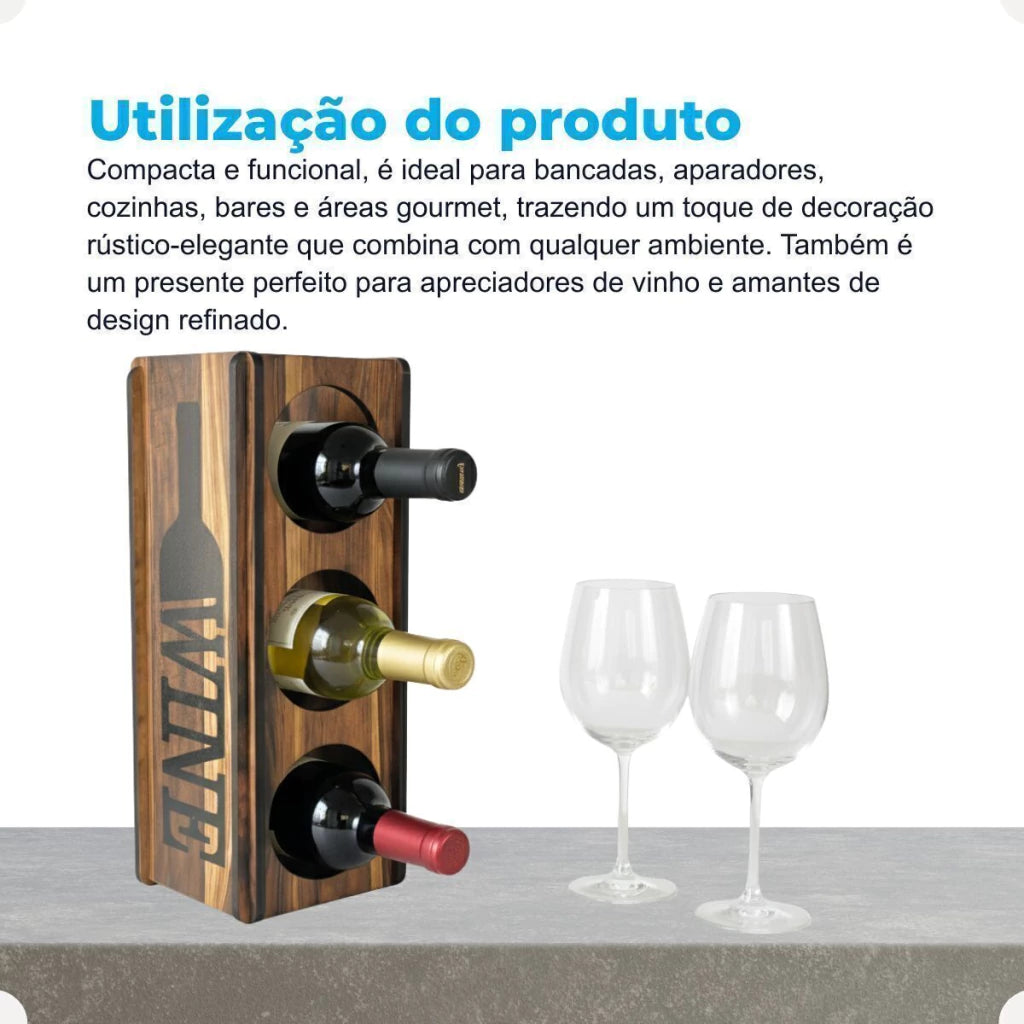 Adega para 3 Garrafas em MDF